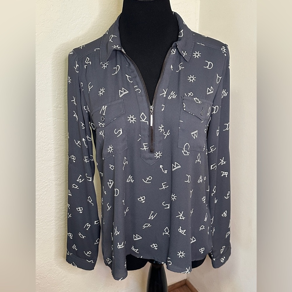Cruel Denim All Over Brand Blouse Size Small